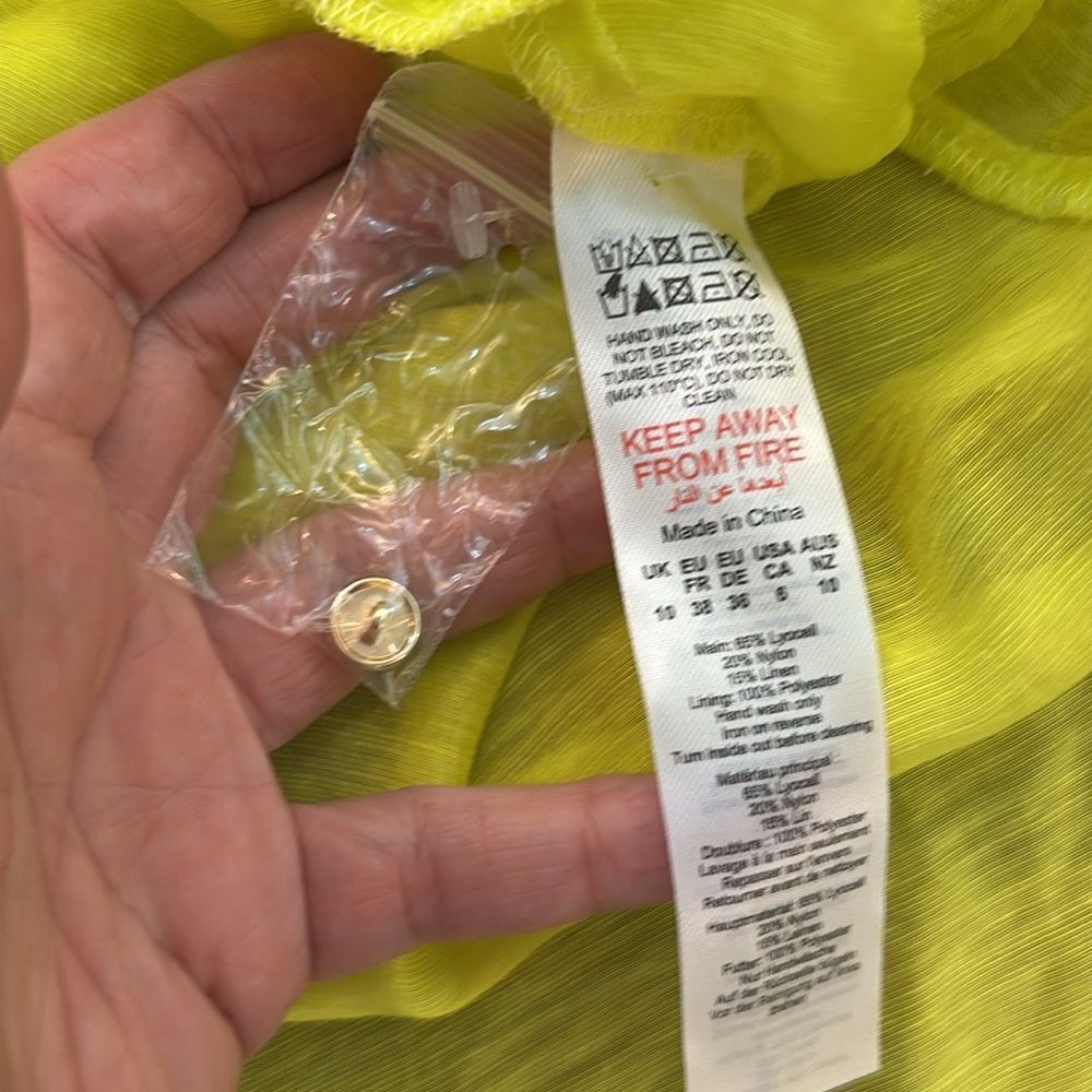 Karen Millen Vibrant Yellow/green appliqué Dress, US6 - Picture 15 of 15